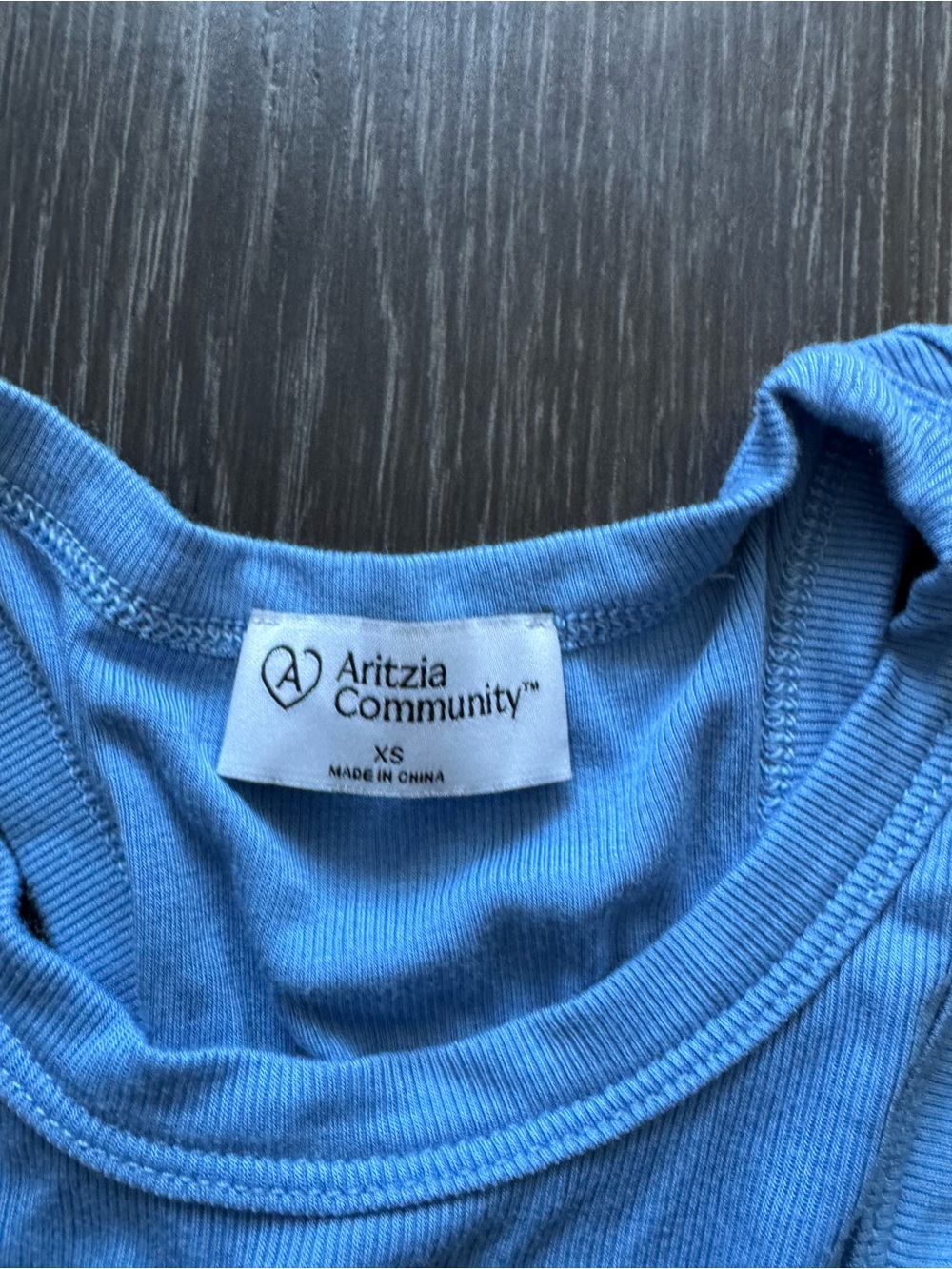 Aritzia Blue Ribbed Racerback Tank - Picture 2 of 3